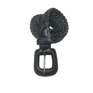 Black Leather Braided Belt